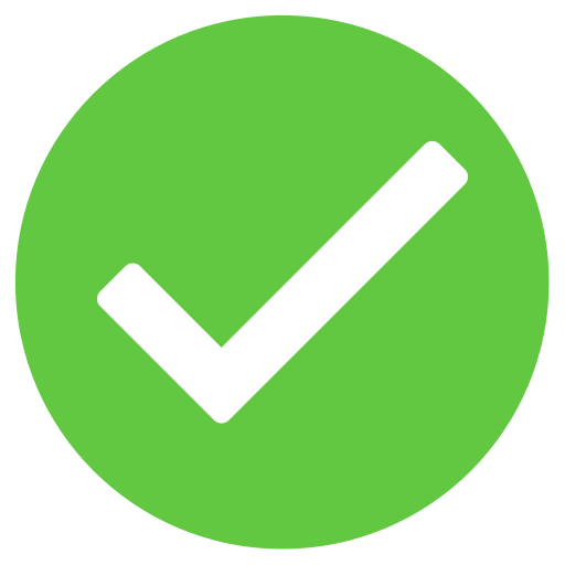 A green circle with a white checkmark in the center